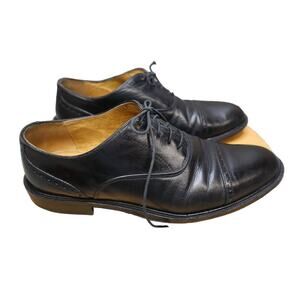Alfani Shoe Mens 8.5 Black Oxford Dress Almond Toe Leather Lace Up Made In Italy